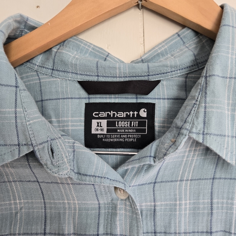 Carhartt Light Blue Checkered Women's Shirt -Size XL - Picture 2 of 8